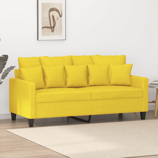 vidaXL Sofá de 2 lugares 140 cm tecido amarelo-claro vidaXL Sofá de 2 lugares 140 cm tecido amarelo-claro