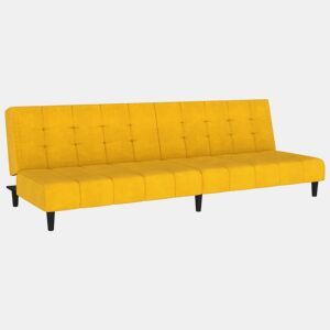 vidaXL Sofá-cama de 2 lugares veludo amarelo