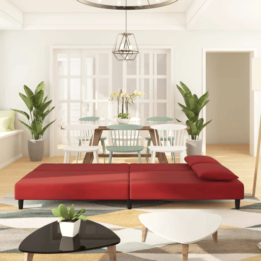 vidaXL Sofá-cama 2 lugares com duas almofadas veludo vermelho tinto