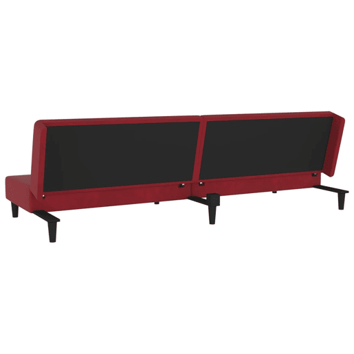 vidaXL Sofá-cama 2 lugares com duas almofadas veludo vermelho tinto