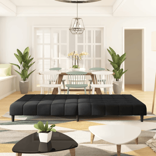 vidaXL Sofá-cama de 2 lugares veludo preto