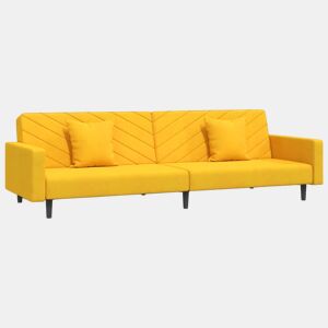 vidaXL Sofá-cama 2 lugares com duas almofadas veludo amarelo