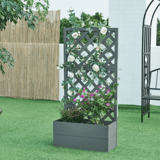 Vaso Amstelveen com treliça WPC 135x65x30cm - Cinzento en.casa