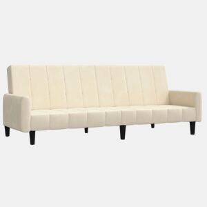 vidaXL Sofá-cama de 2 lugares veludo cor creme
