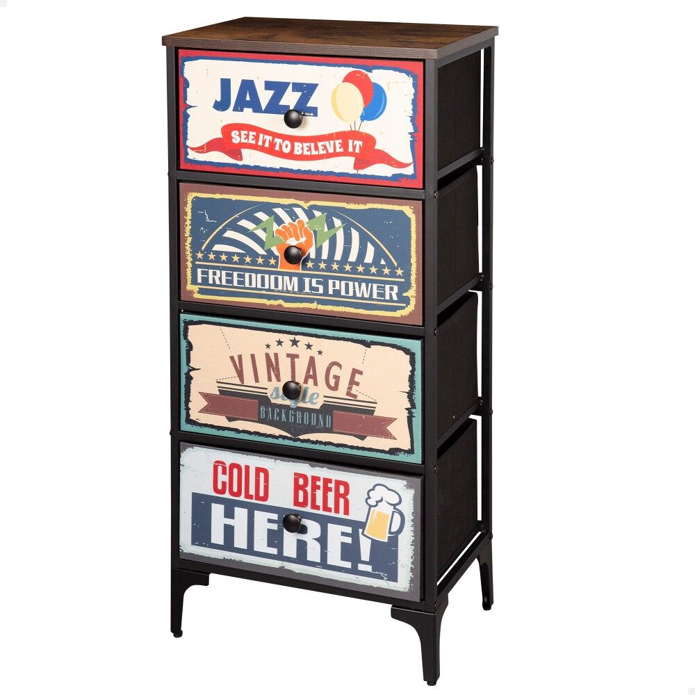 Max home cómoda vintage 4 cajones de tela diseño retro