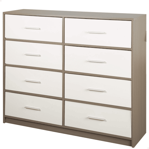Max Home Cómoda branca e de madeira 8 gavetas Max Home Cómoda branca e de madeira 8 gavetas