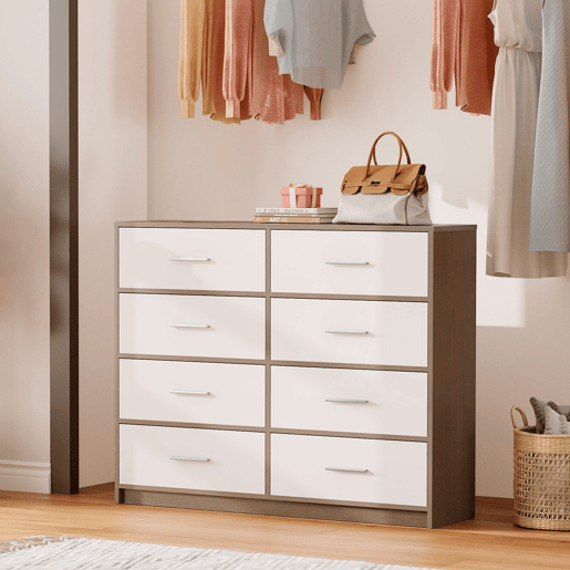 Max Home Cómoda branca e de madeira 8 gavetas Max Home Cómoda branca e de madeira 8 gavetas