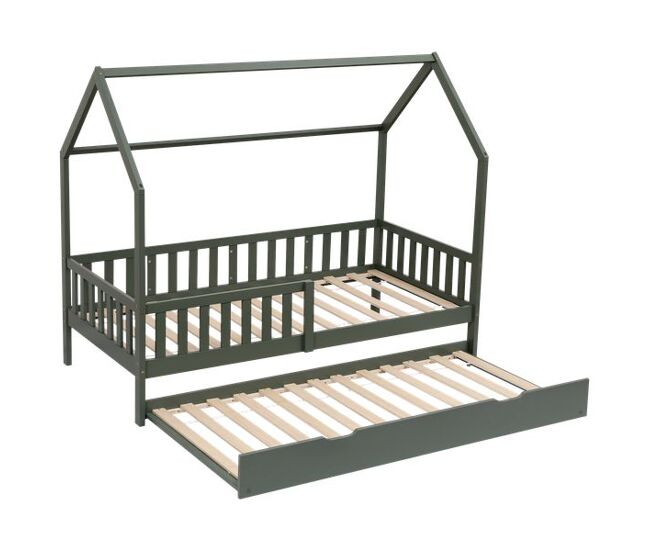 Cama cabaña nido verde 190x90cm para niños marceau