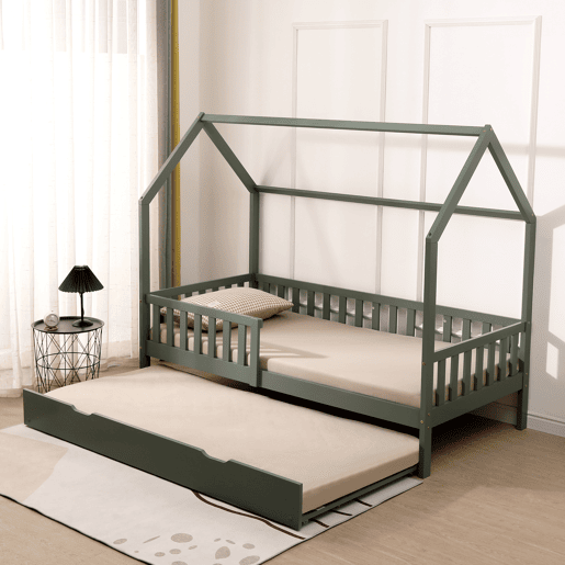 Cama cabaña nido verde 190x90cm para niños MARCEAU Cama cabaña nido verde 190x90cm para niños MARCEAU