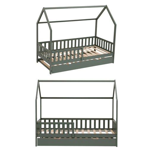 Cama cabaña nido verde 190x90cm para niños MARCEAU Cama cabaña nido verde 190x90cm para niños MARCEAU