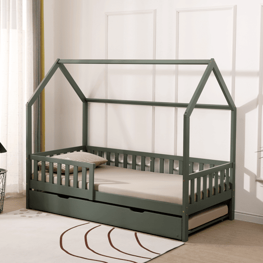 Cama cabaña nido verde 190x90cm para niños MARCEAU Cama cabaña nido verde 190x90cm para niños MARCEAU