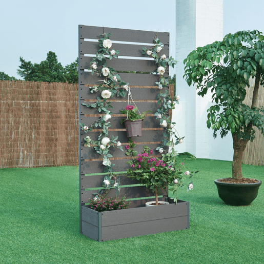 Floreira com Heerde WPC 180x90x38 cm - Cinzento en.casa