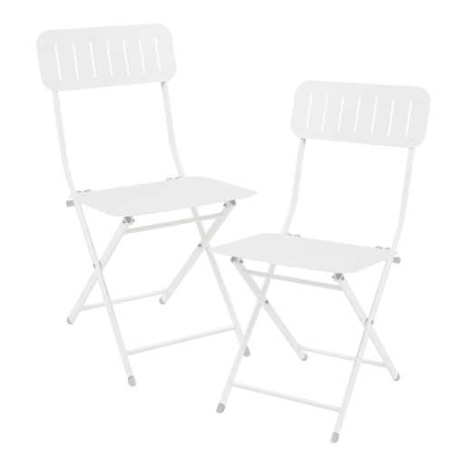 Conjunto de 2 cadeiras dobráveis Sande aço 85x42x50cm - Branco en.casa