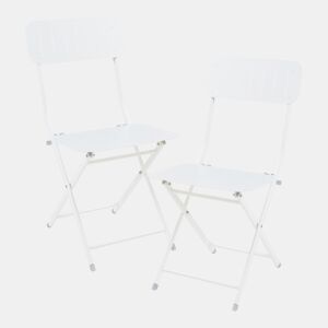 Conjunto de 2 cadeiras dobráveis Sande aço 85x42x50cm - Branco en.casa