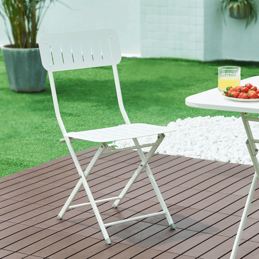 Conjunto de 2 cadeiras dobráveis Sande aço 85x42x50cm - Branco en.casa