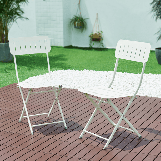 Conjunto de 2 cadeiras dobráveis Sande aço 85x42x50cm - Branco en.casa