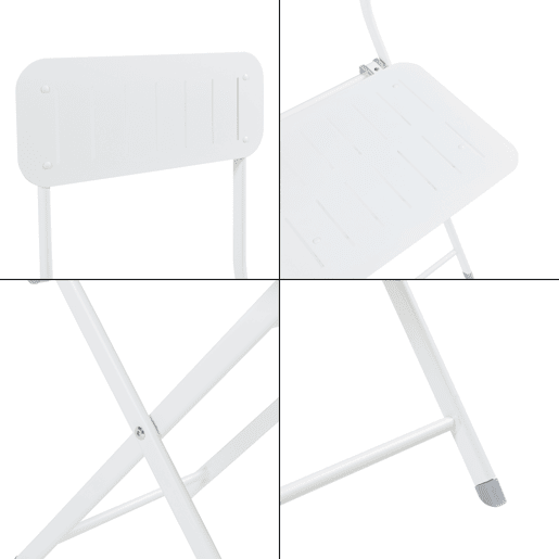 Conjunto de 2 cadeiras dobráveis Sande aço 85x42x50cm - Branco en.casa