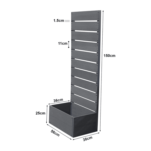 Floreira com Heerde WPC 150x56x38 cm - Cinzento en.casa Floreira com Heerde WPC 150x56x38 cm - Cinzento en.casa
