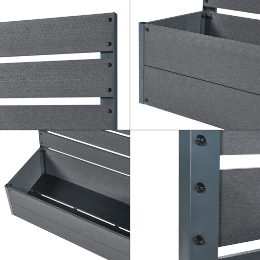 Floreira com Heerde WPC 150x56x38 cm - Cinzento en.casa Floreira com Heerde WPC 150x56x38 cm - Cinzento en.casa