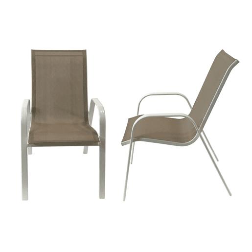 Lote de 4 sillas MARBELLA en textileno topo - aluminio blanco