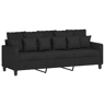 vidaXL Sofá de 3 lugares tecido 180 cm preto