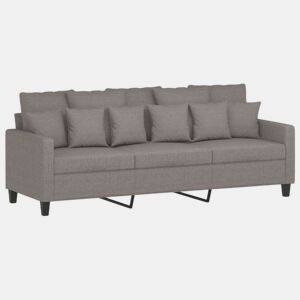 vidaXL Sofá de 3 lugares tecido 180 cm cinzento-acastanhado