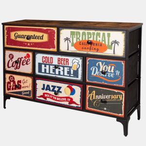 Max Home Cómoda Vintage de 8 gavetas em tecido com design retro