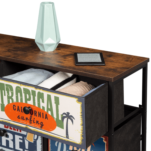 Max Home Cómoda Vintage de 8 gavetas em tecido com design retro