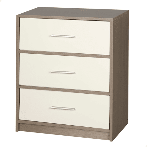 Mesa de cabeceira Max Home branco e madeira 3 gavetas em tecido Mesa de cabeceira Max Home branco e madeira 3 gavetas em tecido
