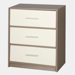 Mesa de cabeceira Max Home branco e madeira 3 gavetas em tecido