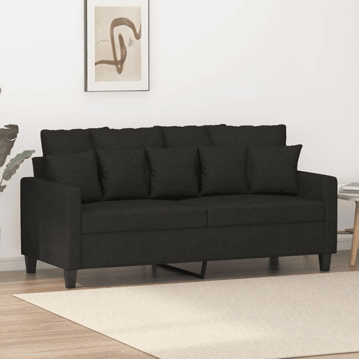 vidaXL Sofá de 2 lugares tecido 140 cm preto vidaXL Sofá de 2 lugares tecido 140 cm preto
