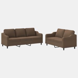vidaXL 2 pcs conjunto de sofás com almofadões tecido castanho