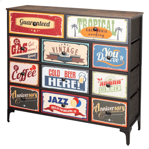 Max Home Vintage Cómoda de 11 gavetas em tecido com design retro