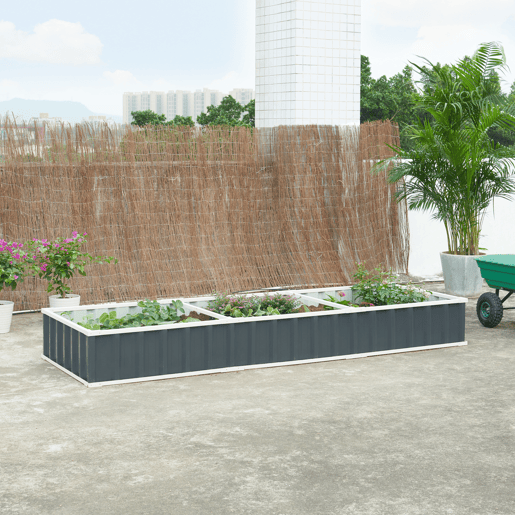 Canteiro elevado Albrandswaard aço 258x90x30cm - Antracite en.casa