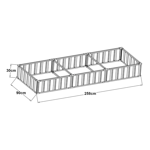 Canteiro elevado Albrandswaard aço 258x90x30cm - Antracite en.casa