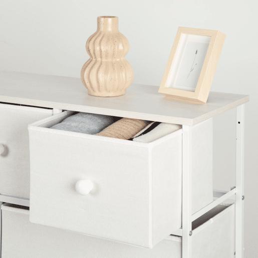 Max Home Cómodas brancas 9 gavetas em tecido