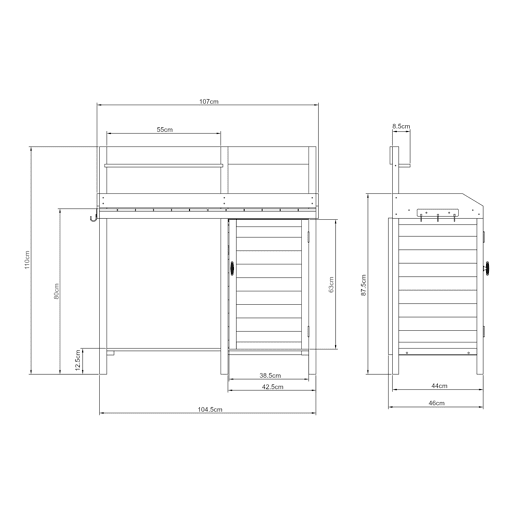 Mesa de Jardim Alessano Spruce 110x107x46cm - Cor de madeira casa.pro