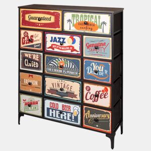 Max Home Vintage Cómoda de 14 gavetas em tecido com design retro