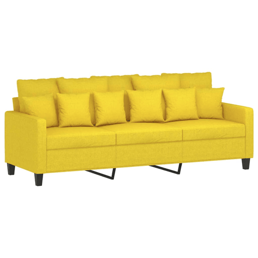 vidaXL Sofá de 3 lugares 180 cm tecido amarelo-claro