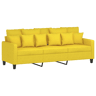 vidaXL Sofá de 3 lugares 180 cm tecido amarelo-claro