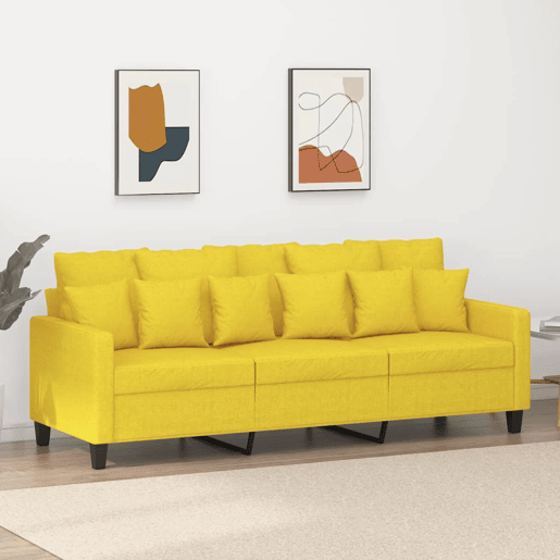 vidaXL Sofá de 3 lugares 180 cm tecido amarelo-claro