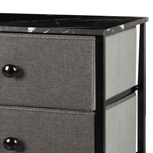 Max Home Cómoda em mármore preto com 8 gavetas em tecido