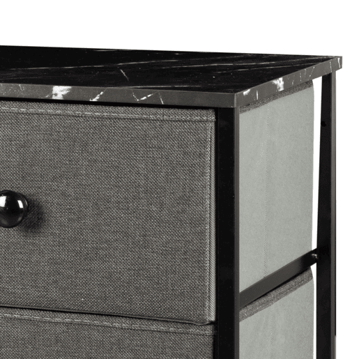Max Home Cómoda em mármore preto com 6 gavetas em tecido