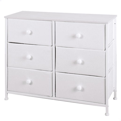 Max Home Cómoda branca 6 gavetas em tecido Max Home Cómoda branca 6 gavetas em tecido