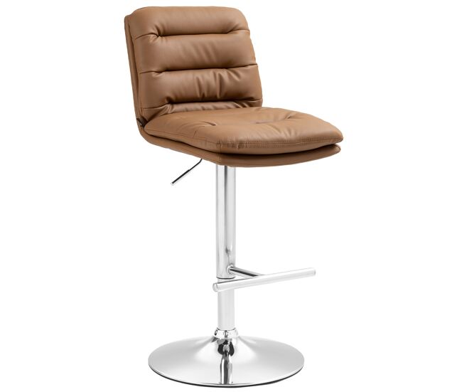 Taburete de bar damar en polipiel simil cuero marrón claro 56x42x94 cm