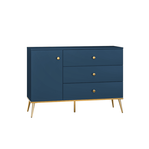 Thalia Blue Aparador de 1 porta e 3 gavetas