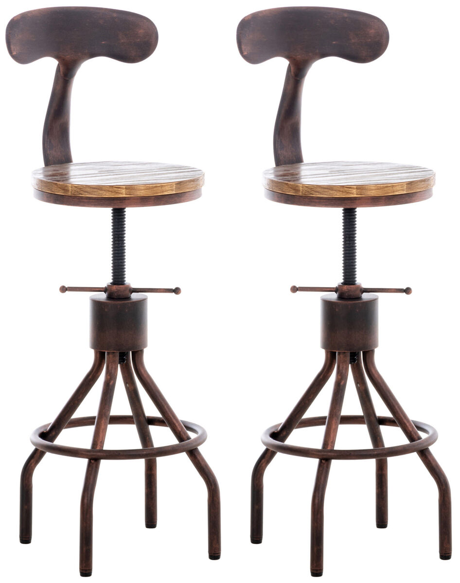 Juego de 2 taburetes de bar hanam madera bronce 41x41x96 cm