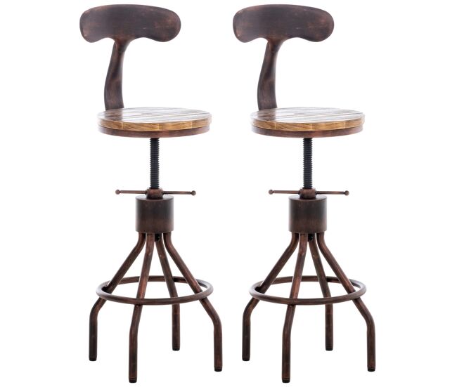 Juego de 2 taburetes de bar hanam madera bronce 41x41x96 cm