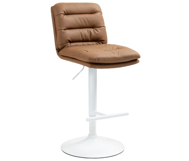 Taburete de bar damar en polipiel simil cuero marrón claro 56x42x94 cm