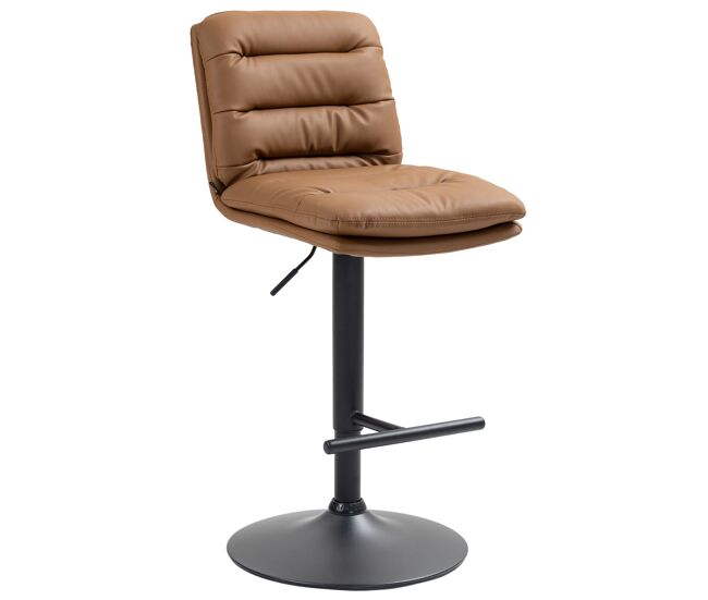 Taburete de bar damar en polipiel simil cuero marrón claro 56x42x94 cm